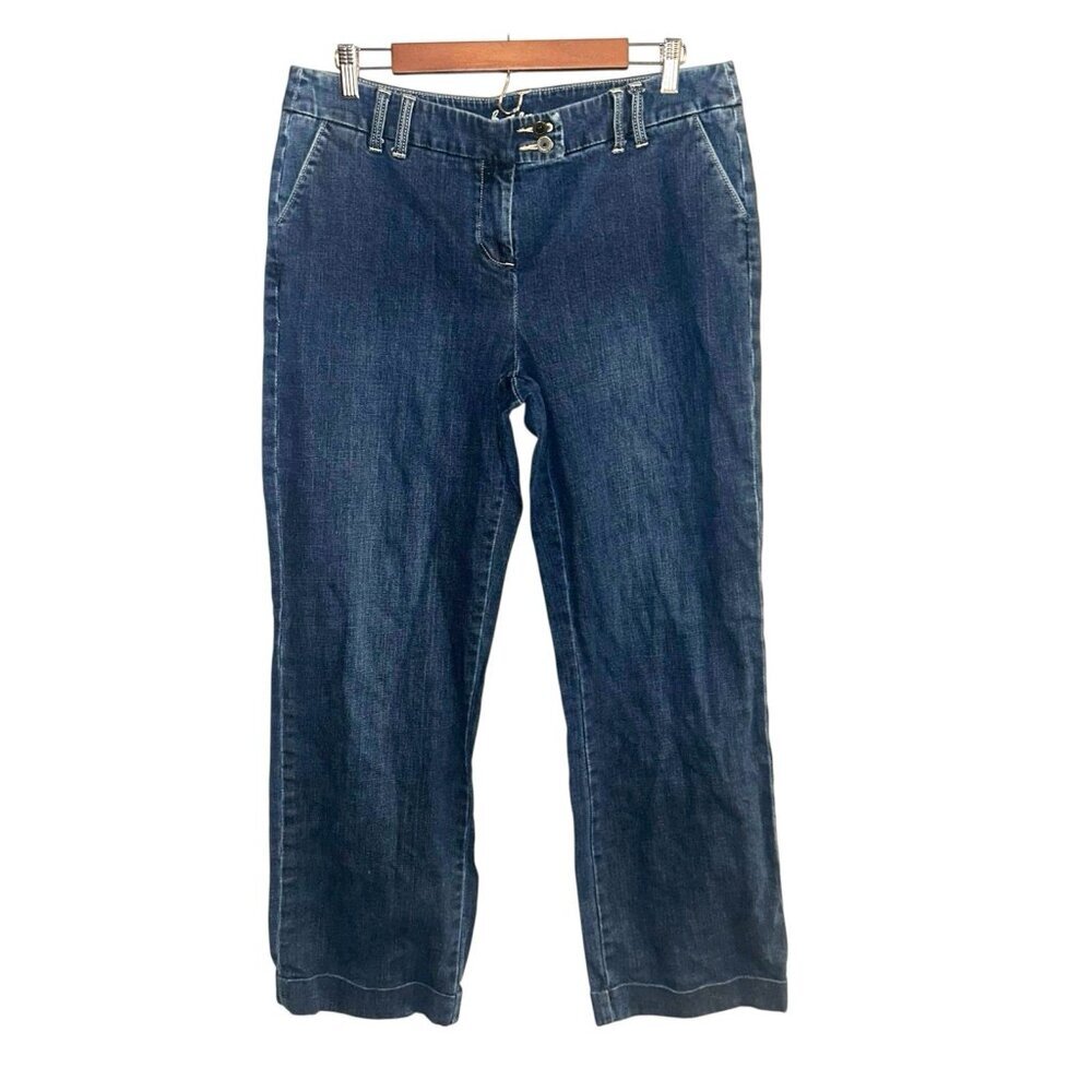 Boden Straight Leg Cuffed Bottom Double Burton Medium Wash Denim Jeans 12 R
